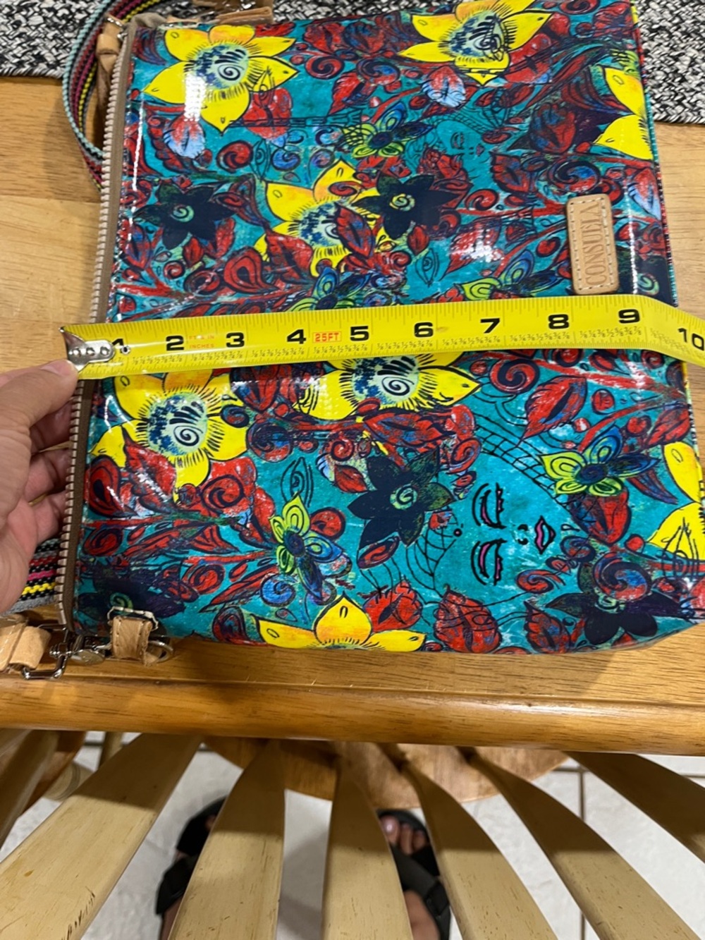 Consuela Teal Floral Crossbody with Yellow & Red Accents - Picture 9 of 10